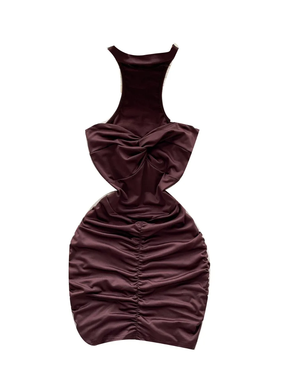 Foamlina 2025, Sommer-Neckholder, Twist-Design, schmale Passform, schmeichelhaftes Minikleid, High Street Damen, Pure Desire Mini-Kurzrock