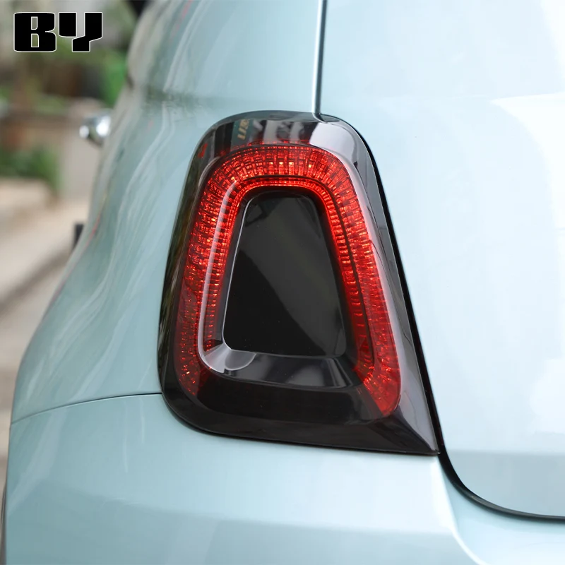 for Fiat 500 2016-2024 ABS Smoked Black Rear Tail Light Decorative Cover Sticker Car Accessories