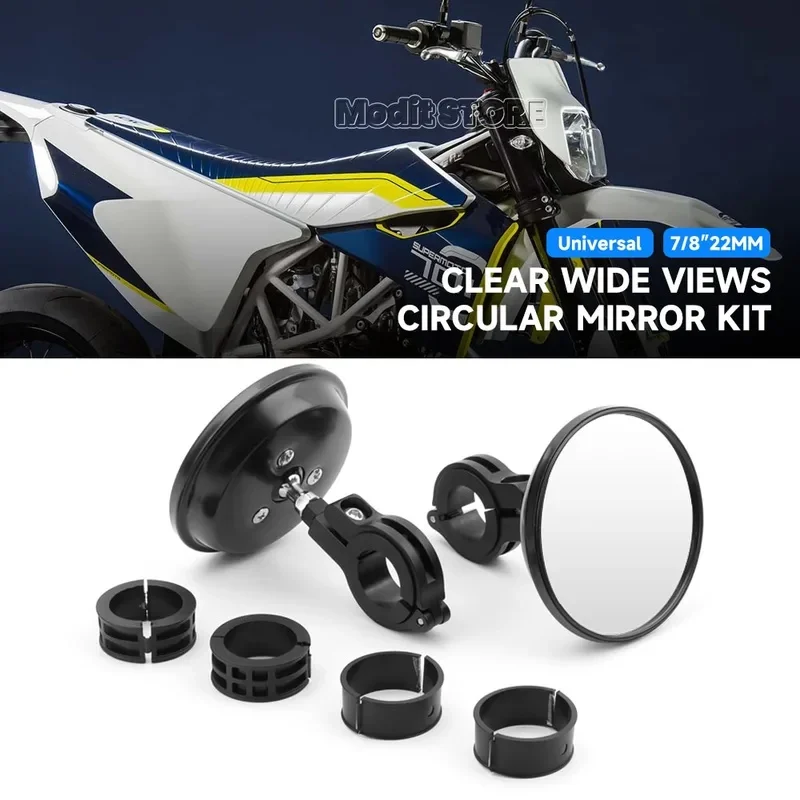 For Husavarna 701 SM/Enduro FC350/450 FE250/350/501/450 TC125/250 Motorcycle CNC 22MM Circular Handle Rearview Wide Angle Mirror