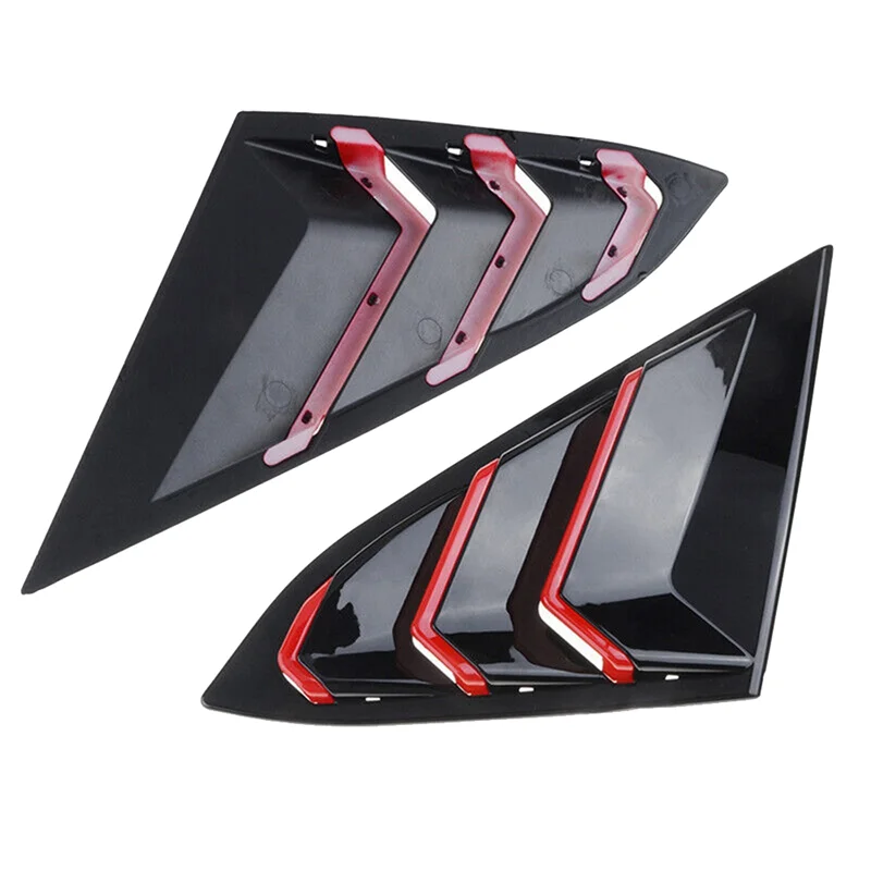 

For Honda Civic 2016-2021 Sedan Rear Side Vent Quarter Window Louver Cover Triangular Window Trim Gloss Black Red