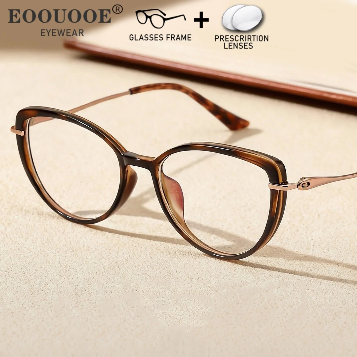 2026 New Fashion Women Cat Eye Glasses Prescription Eyewear Myopia Hyperopia Clear Recipe Aspherical Lnstalling Lenses UV Recipe