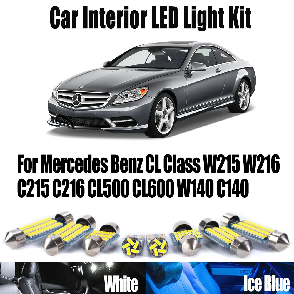 

Canbus для Mercedes Benz CL Class W215 W216 C215 C216 CL500 CL600 W140 C140 Светодиодные лампы для чтения в салоне, комплект освещения багажника