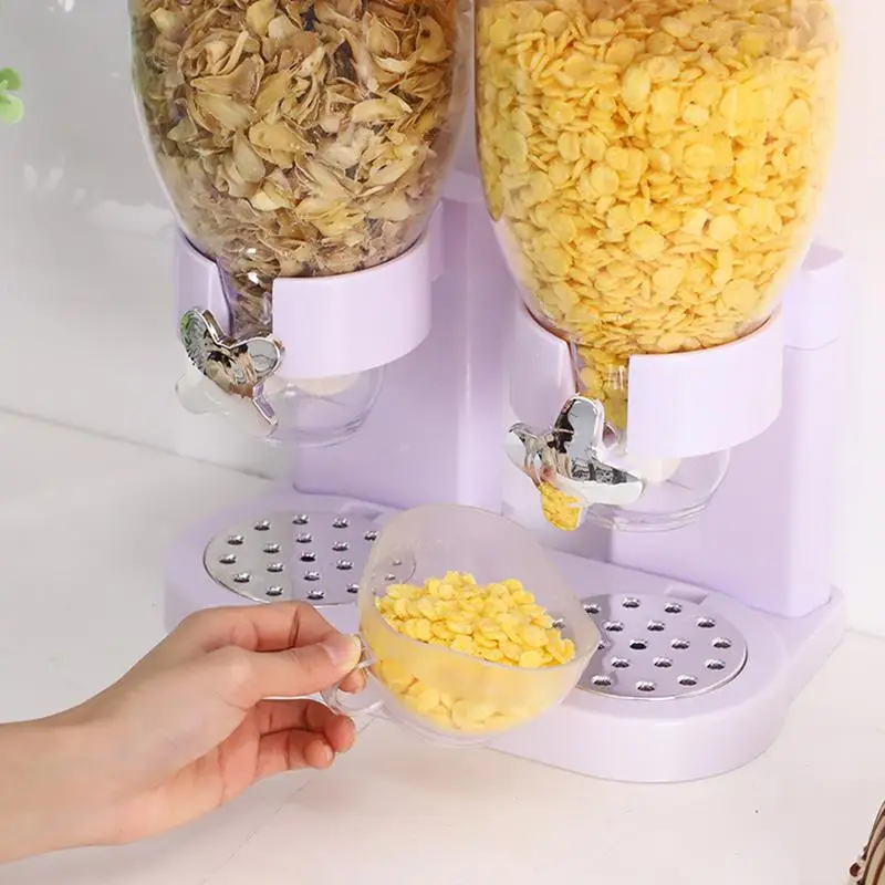 2L Triple Dry Food Dispenser With Lid Multifunction Storage Organizer Container For Candy Nut Flour Cereal Wheat Flour Case NEW