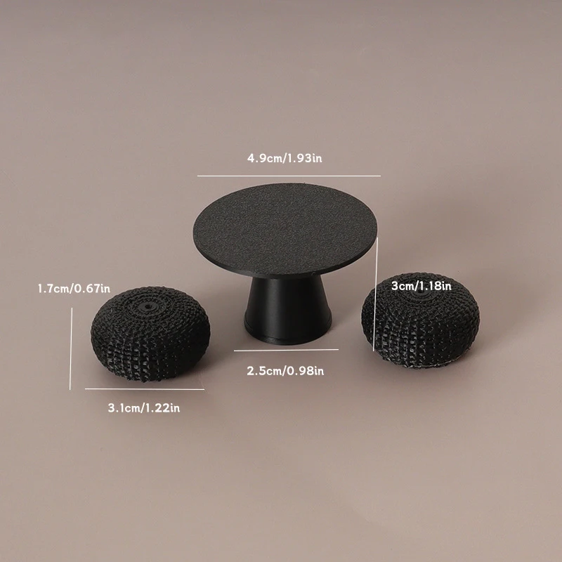 طقم كراسي طاولة مستديرة سوداء بمقياس 1/12، ديكور مثالي لبيت الدمى لشخصية مصغرة واقعية #6