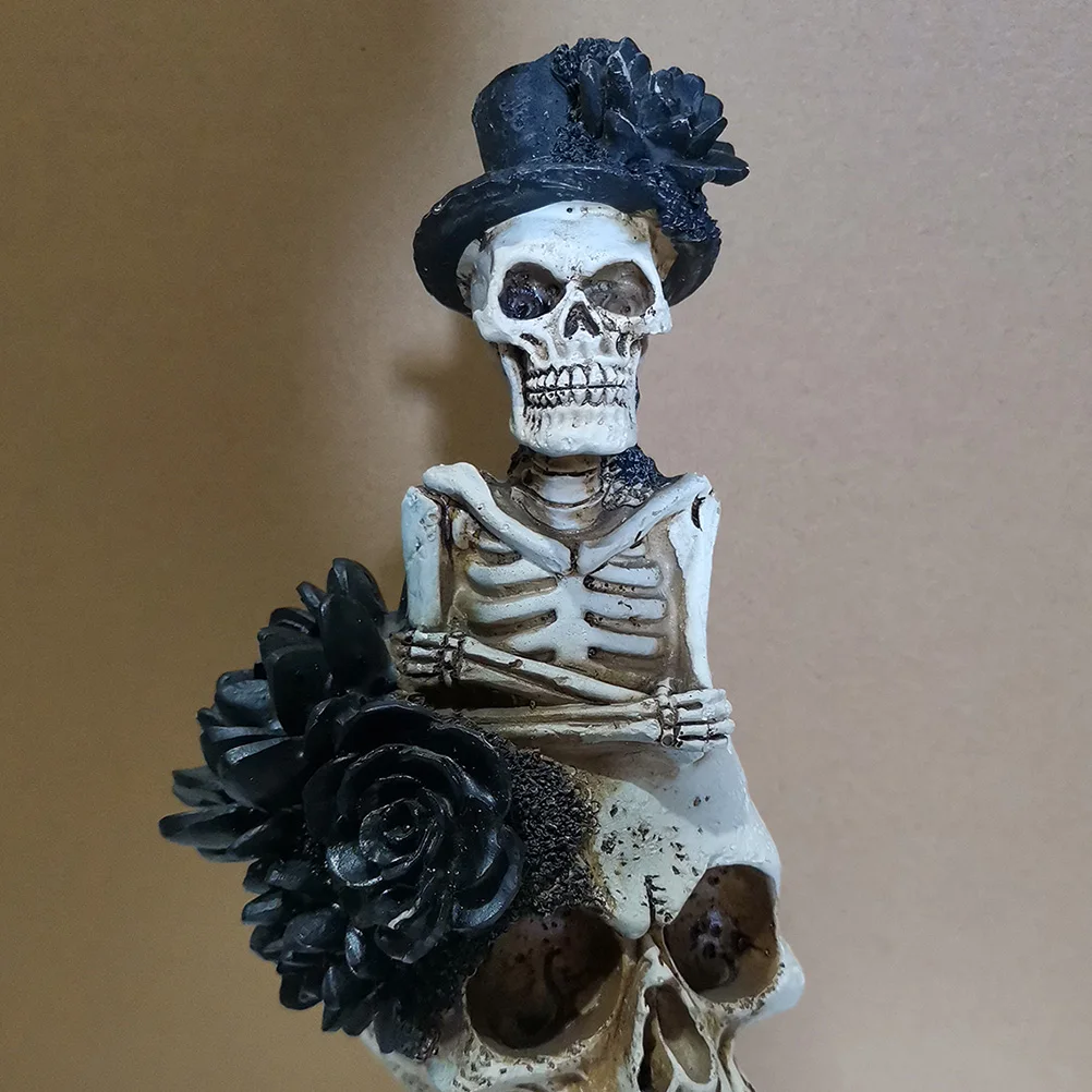 

1pc Resin Skull Head Props Craft Ornament Creative Horror Decor Halloween Party Bar Cafe Decoration Unique Gift