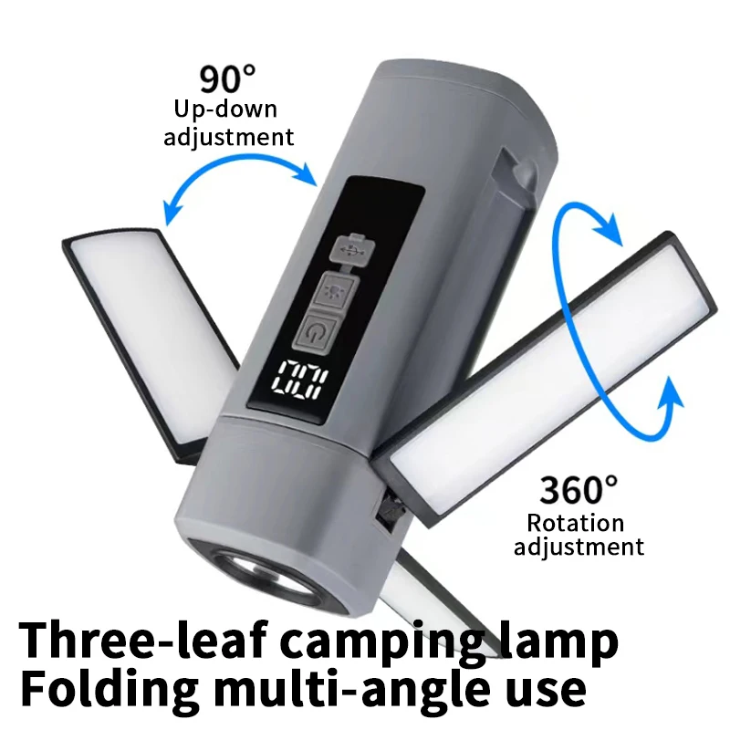 Portable Charging Hanging Tent Light, Foldable Outdoor Camping Light with Battery Display Screen, Car Mounted Outdoor Light