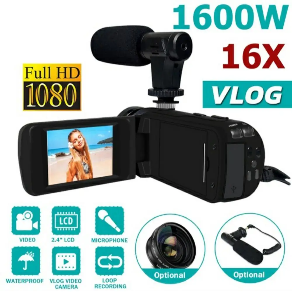 HD 1080P Digital Video Camera Camcorder W/Microphone Photography 16 Million Pixels Professional Photo Camera For YouTube Blogger