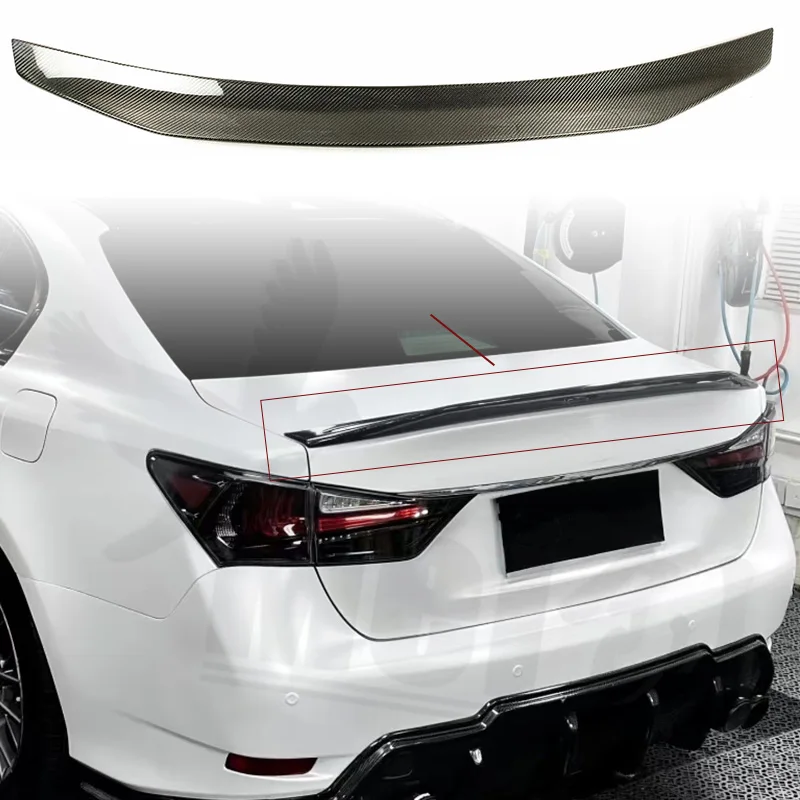 Real Carbon Fiber Lexus GS Rear Trunk Spoiler Extensio Cover Trim Roof Spoilers Lip GS200 GS300 GS450h 2012-2017 Car Accessories