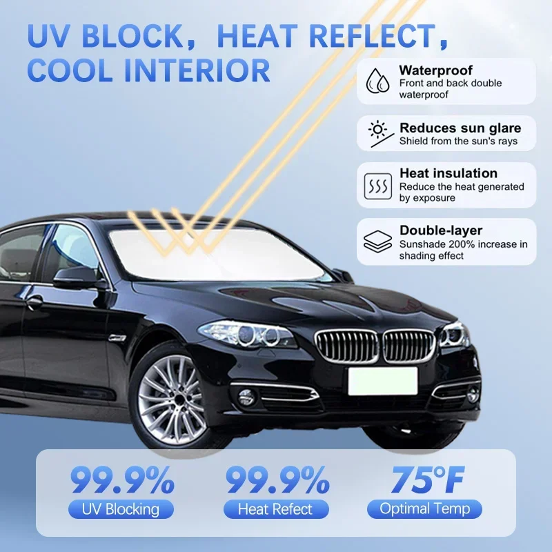Car Windshield Sunshade For BMW 5 Series 2014 G30 G31 F10 Sun Visor Protector Blocks UV Rays Summer Car Accessories