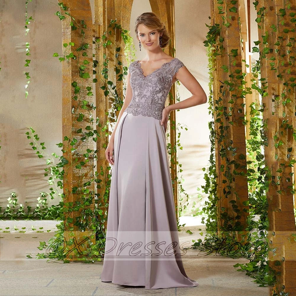 ที่กําหนดเอง Elegant ชีฟอง Applique แม่ของชุดเจ้าสาวลึก V คอชุด Maxi ยาว Perfect Draped Party Pro