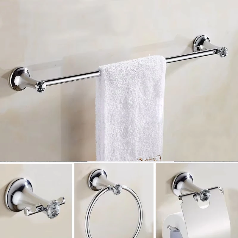 Stainless Steel Chrome Plated Bathroom Hardware Set Towel Rack Toilet Paper Holder Towel Bar Hook Bathroom Accessories Set