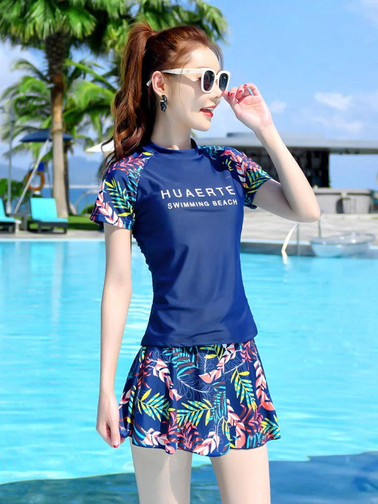 

Новый женский консервативный раздельный купальник: модный спортивный термокупальник для спа, корректирующий фигуру, больших размеров, комплект бикини