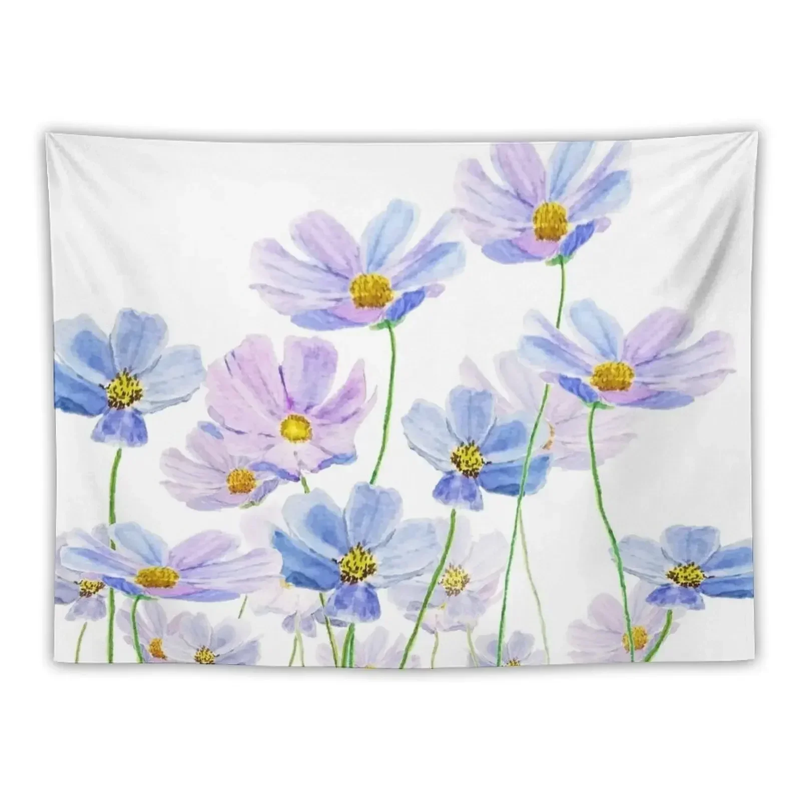

purple and blue cosmos flower watercolor Tapestry Wall Coverings Room Decoration Korean Style Bedroom Decor Tapestry