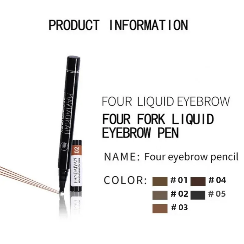4D Microblading Eyebrow Pen with 4 Forks Tip Long Lasting Fine Sketch Liquid Eyebrow Tattoo Pencil for Eye Brow Make up