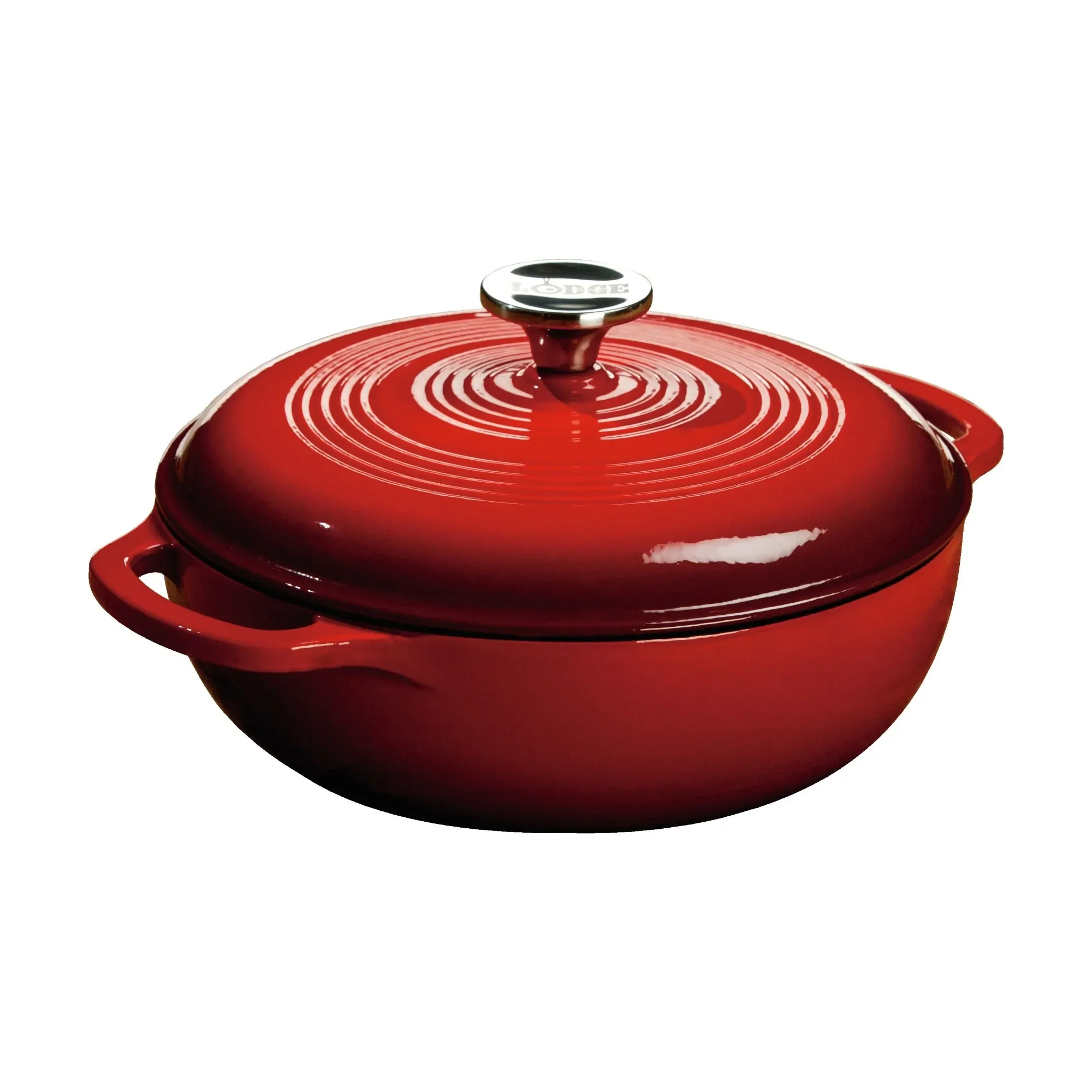 

3QT Red Enameled Dutch Oven, Cast Iron, Oven & Stovetop Safe, For Braising, Stewing, Baking, Even Heat, Durable & Easy Clean