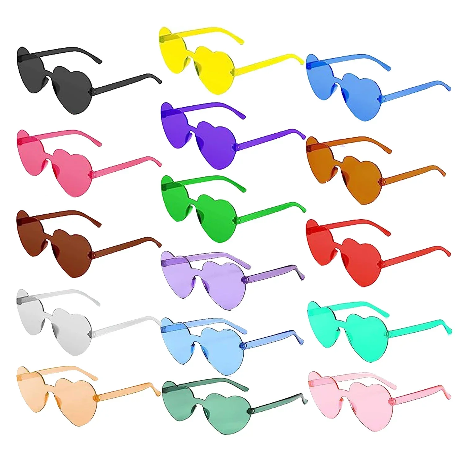 

16 PCS of heart shaped glasses rimless party glasses,hippie heart shaped party glasses,carnival heart shaped rimless sunglasses