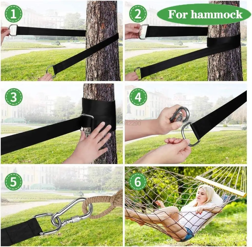 5FT Tree Swing Hanging Straps Heavy Duty Hammock Straps with Safer Lock Snap Perfect for Hammocks and Any Swing Holds 2200 lbs