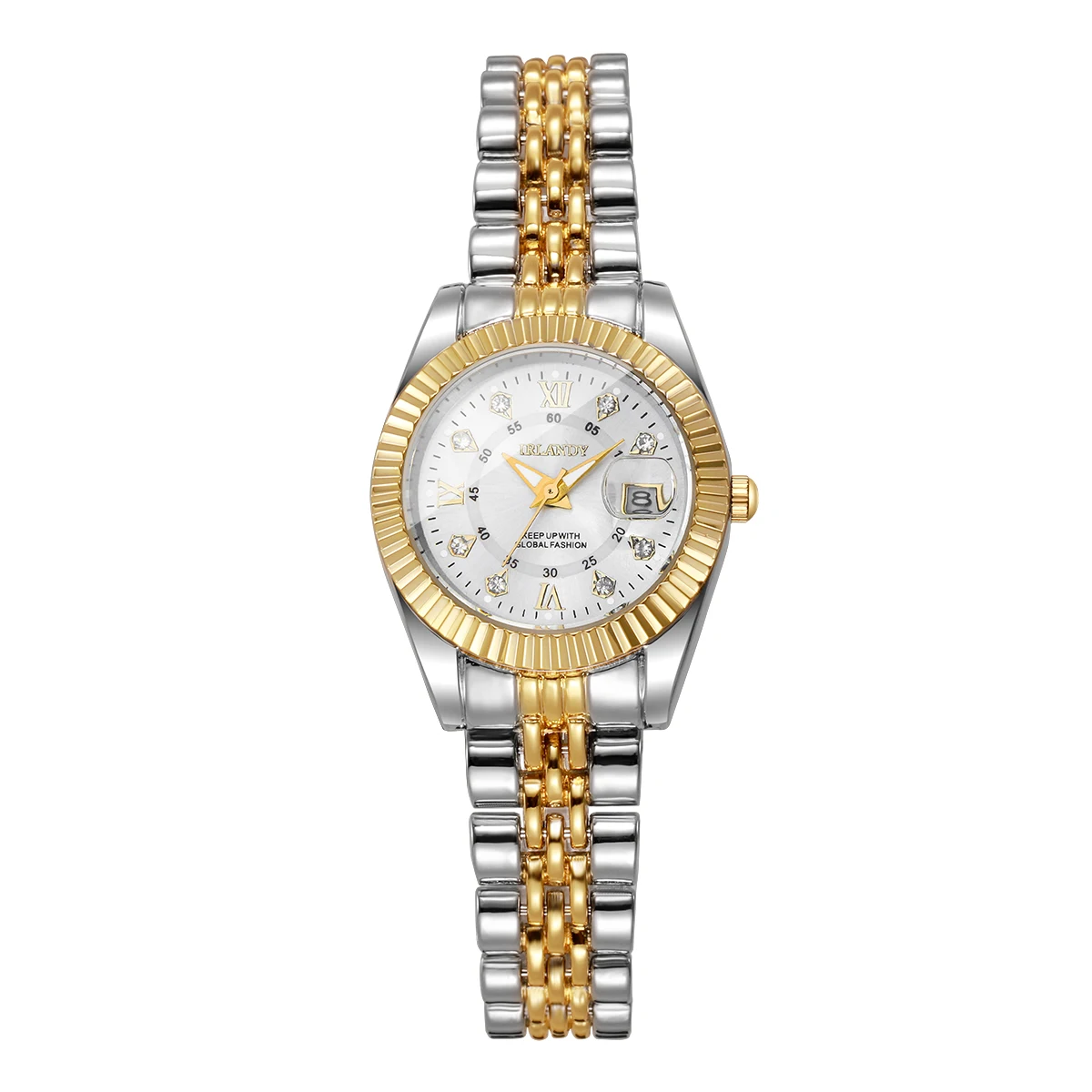 Modische Damen-Quarzuhr mit Roma-Zifferblatt, Strass, Edelstahl, Kalender, Armbanduhren, Reloj Mujer, Geschenk (ohne Box) – Detail 22