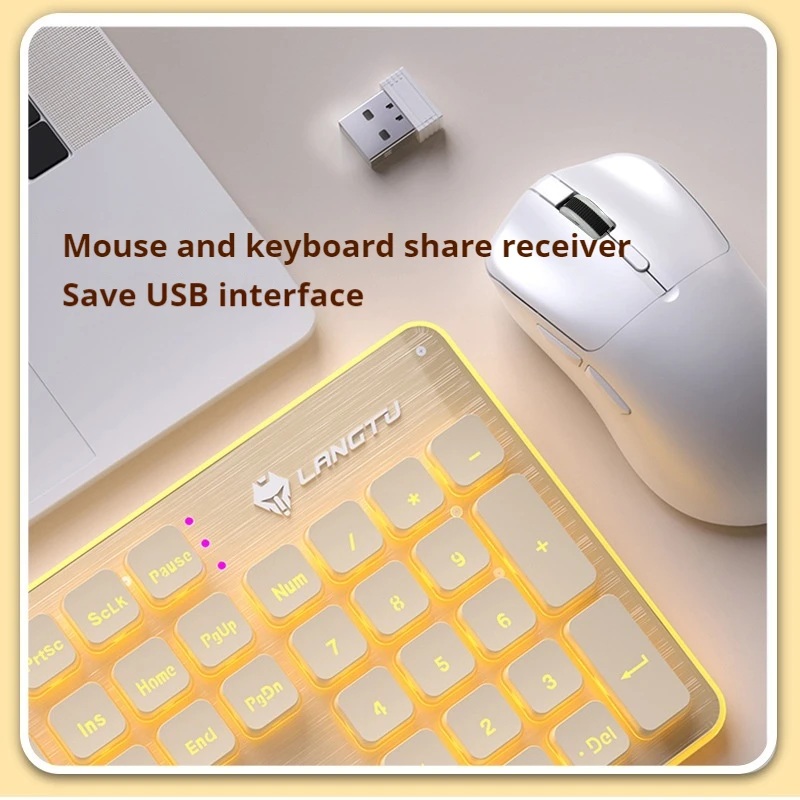 Imagem -03 - Langtu-teclado sem Fio Toque Mecânico Silencioso Material Abs Laptop Escritório Impermeável Presente 104 Chaves Lg1