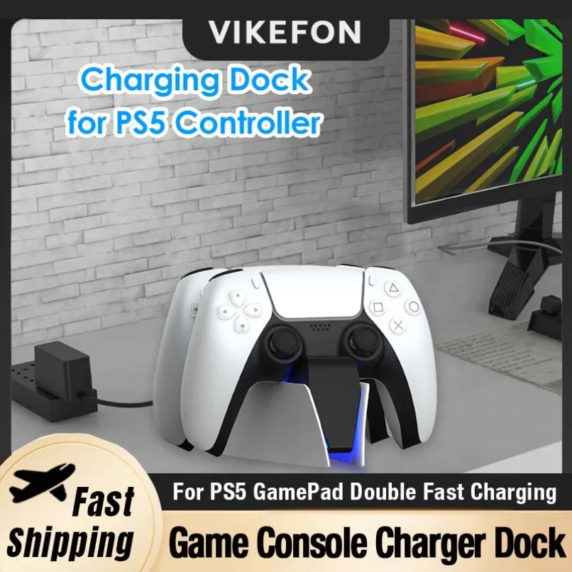

Touch Light Dual Game Controller Charger Base Charging Station for Sony PS5 PlayStation 5 Type C Fast Wireless Charging Station