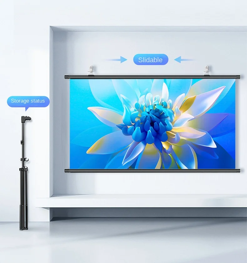 202616:9 Portable HD Anti Light Projector Screen, Wall Mount & Tripod Dual Use, Mobile Screen for Home & Outdoorpromote sales