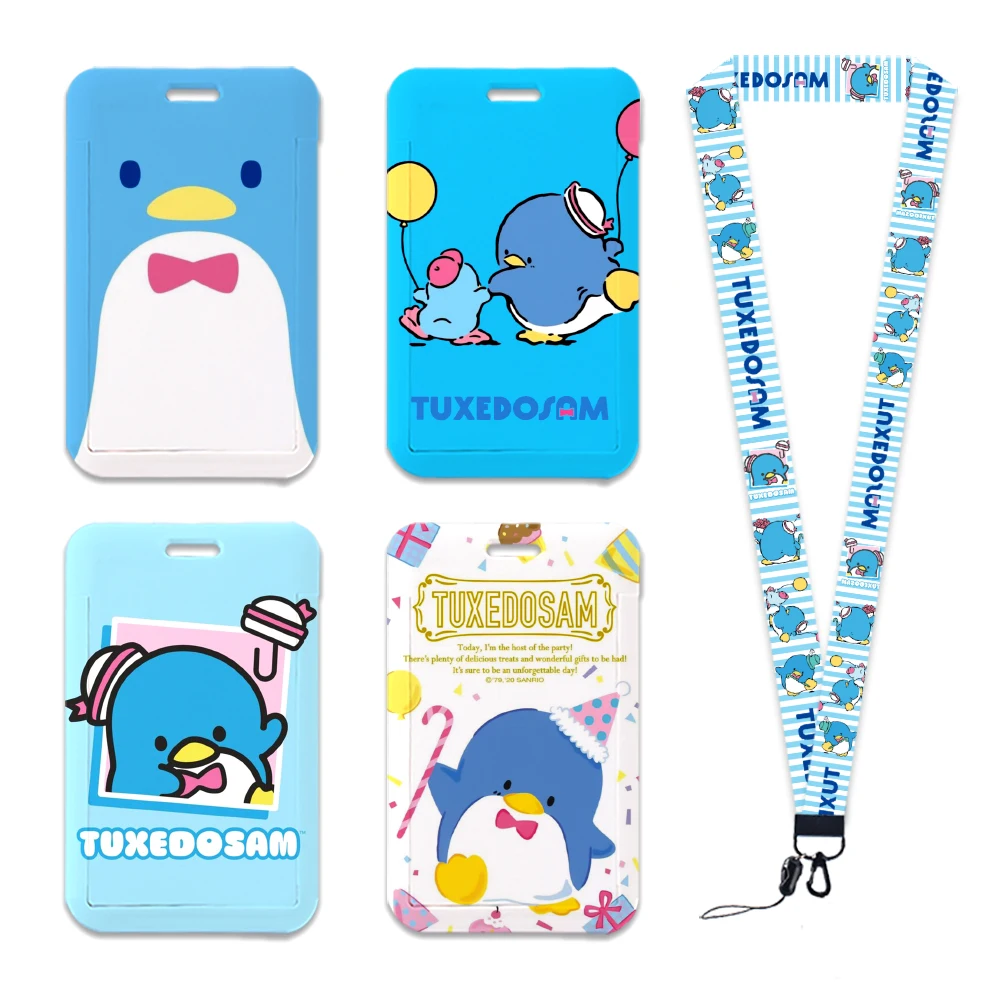 Lanyards Sanrio Keychain Tuxedo Sam Cute Badge Holder ID Credit Card Pass Hang Rope Lanyard for Keys Accessories Gifts