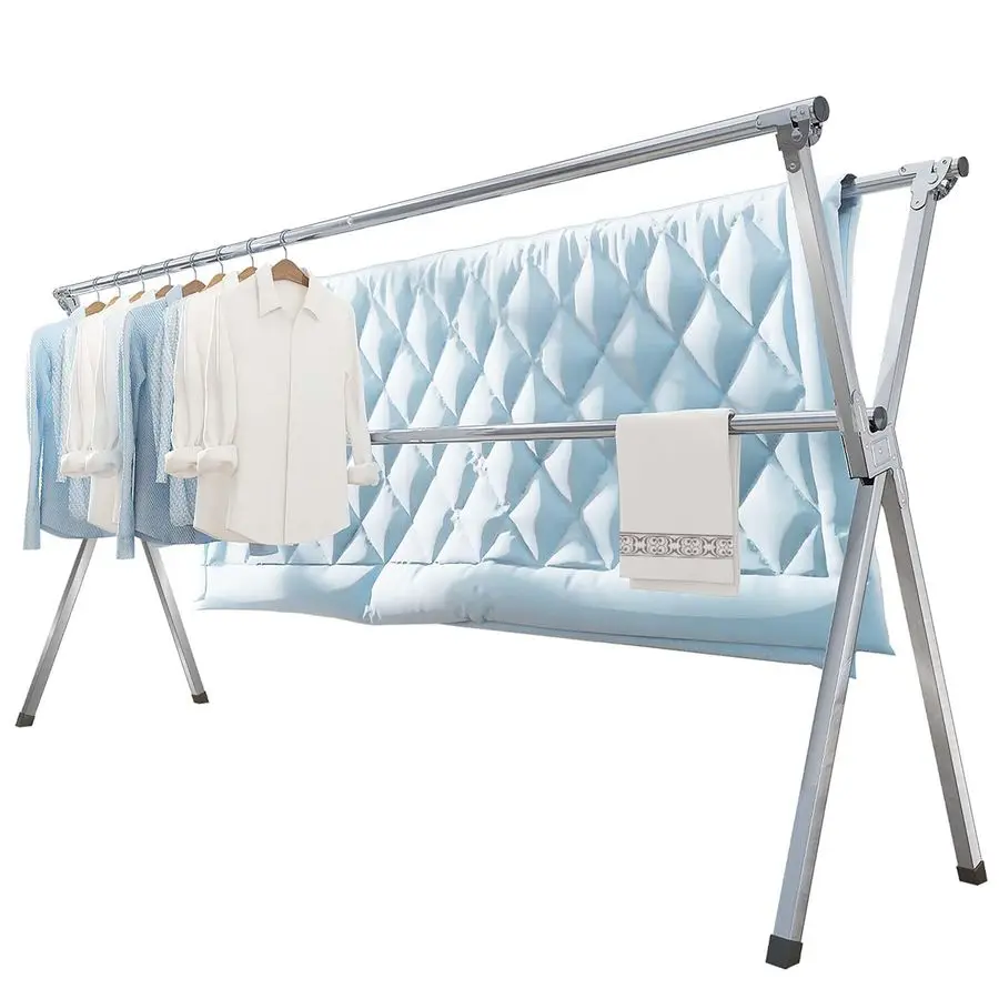 

Drying Rack 95 Inches Folding Outdoor Indoor, Drying Rack Clothing Collapsible, Foldable Laundry Drying Rack, Heavy Duty Stainle