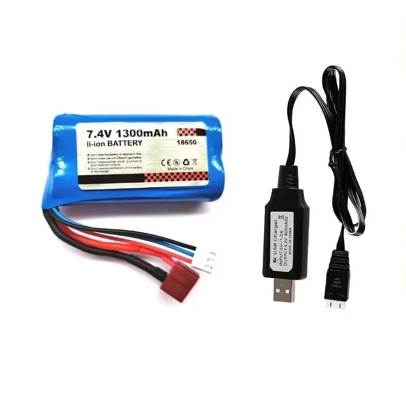 GENENAL-Batterie 15C 2S 7.4V 1300mAh, 7.4V USB pour SCY-16301 16302 16303 16201 16101 16102 16103 16106 1/16 R/C pièces de voiture