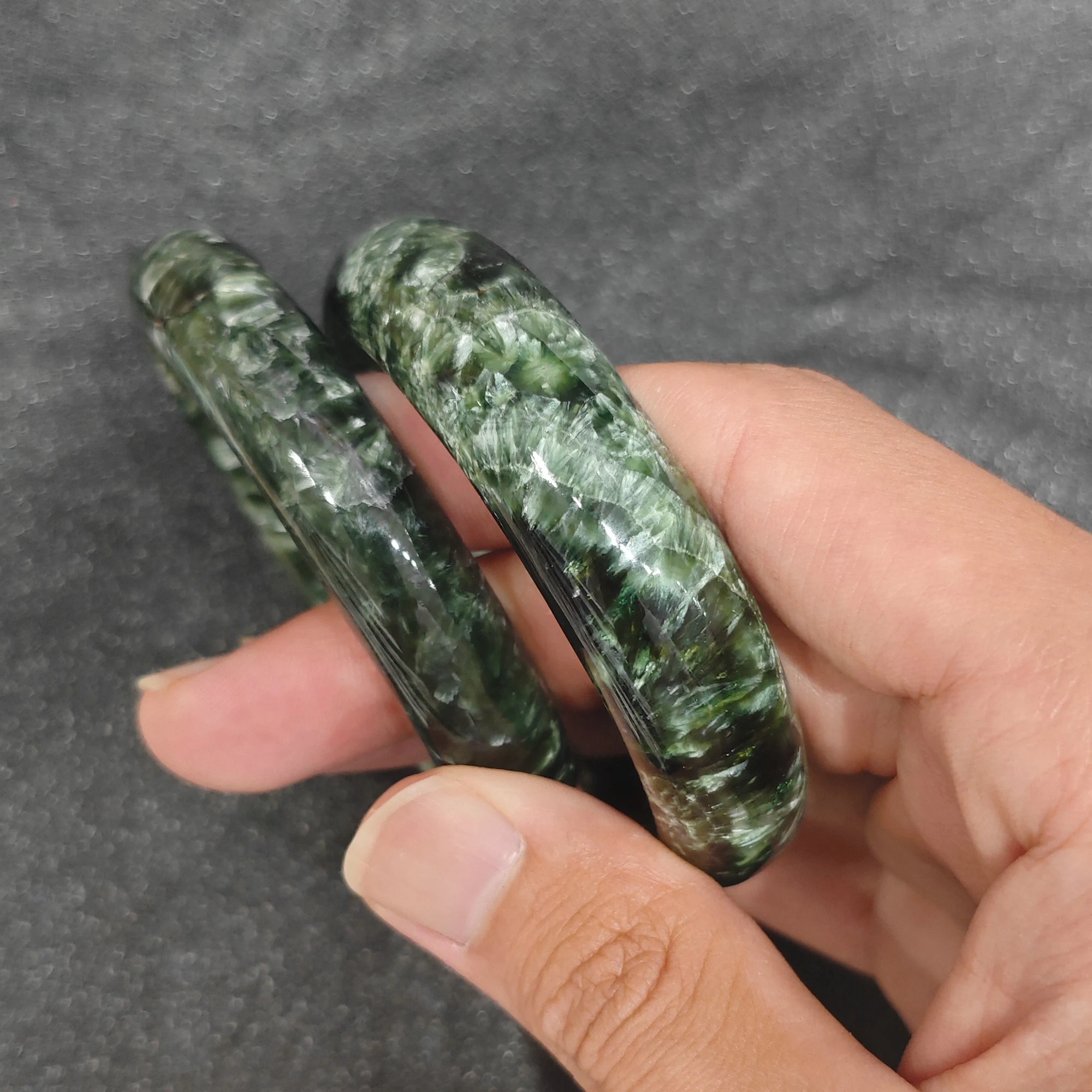 Natural Seraphinite Bangle Bracelet Gemstone Smooth Bangle Green Feathery Mica Crystal Jewelry Present Supply 1 Piece