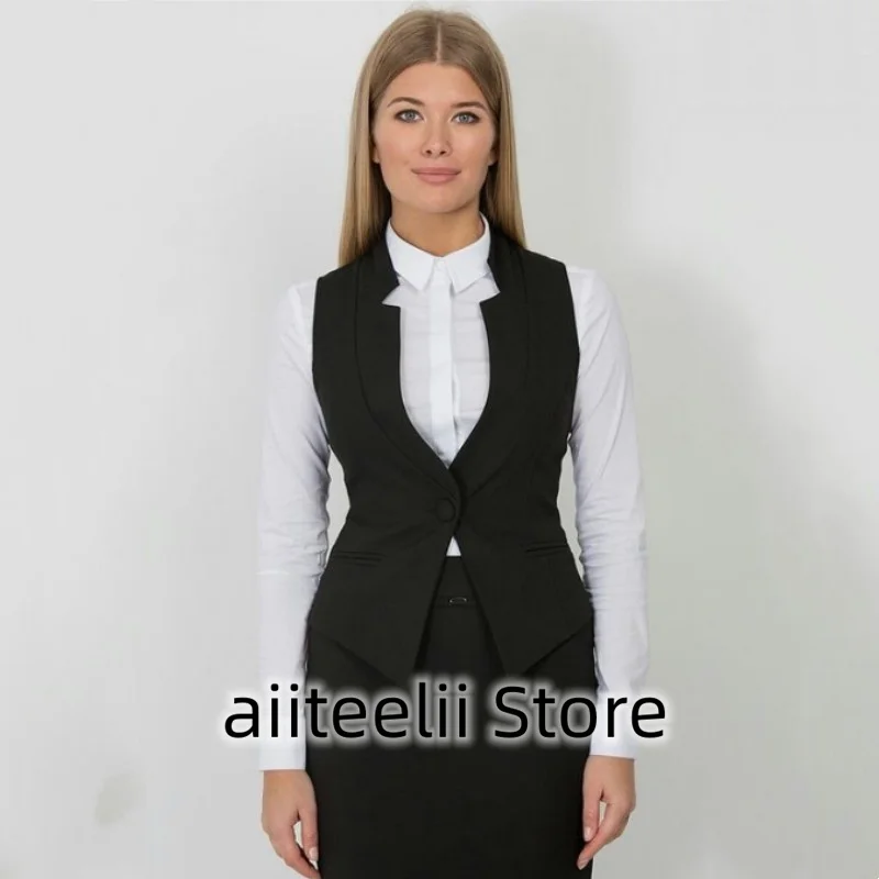 

Women's Suit Vest Fashion Single Breasted Slim Fit Sleeveless Stand Collar Suitable for OL Professional Business Casual Tops