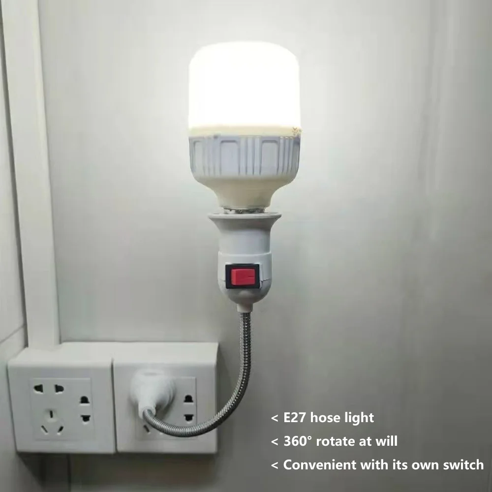 Direct Plug Swivel Lamp Head Lamp Mouth E27 Large Screw Lamp Holder Type Universal Hose With Switch US EU UK Plug