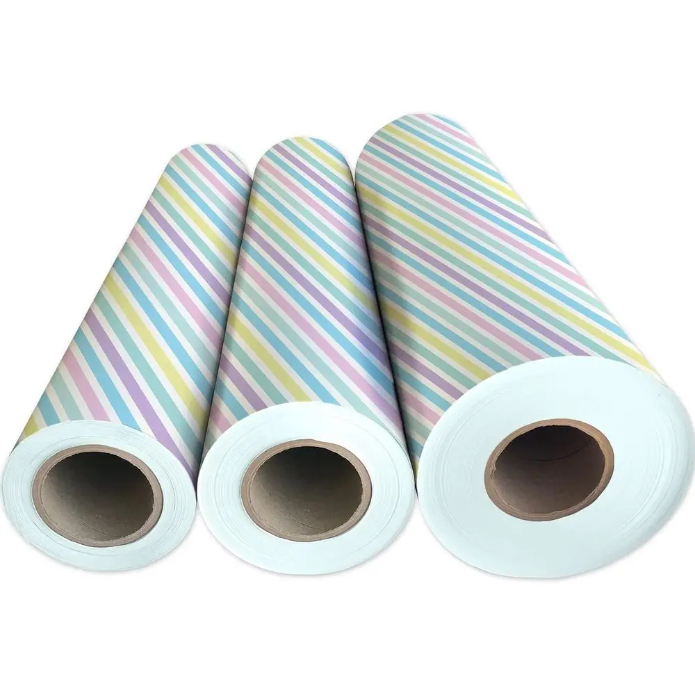 Pastel Striped Gift Wrap, 417ft x 24in, Half Ream, Everyday Wrapping Essentials