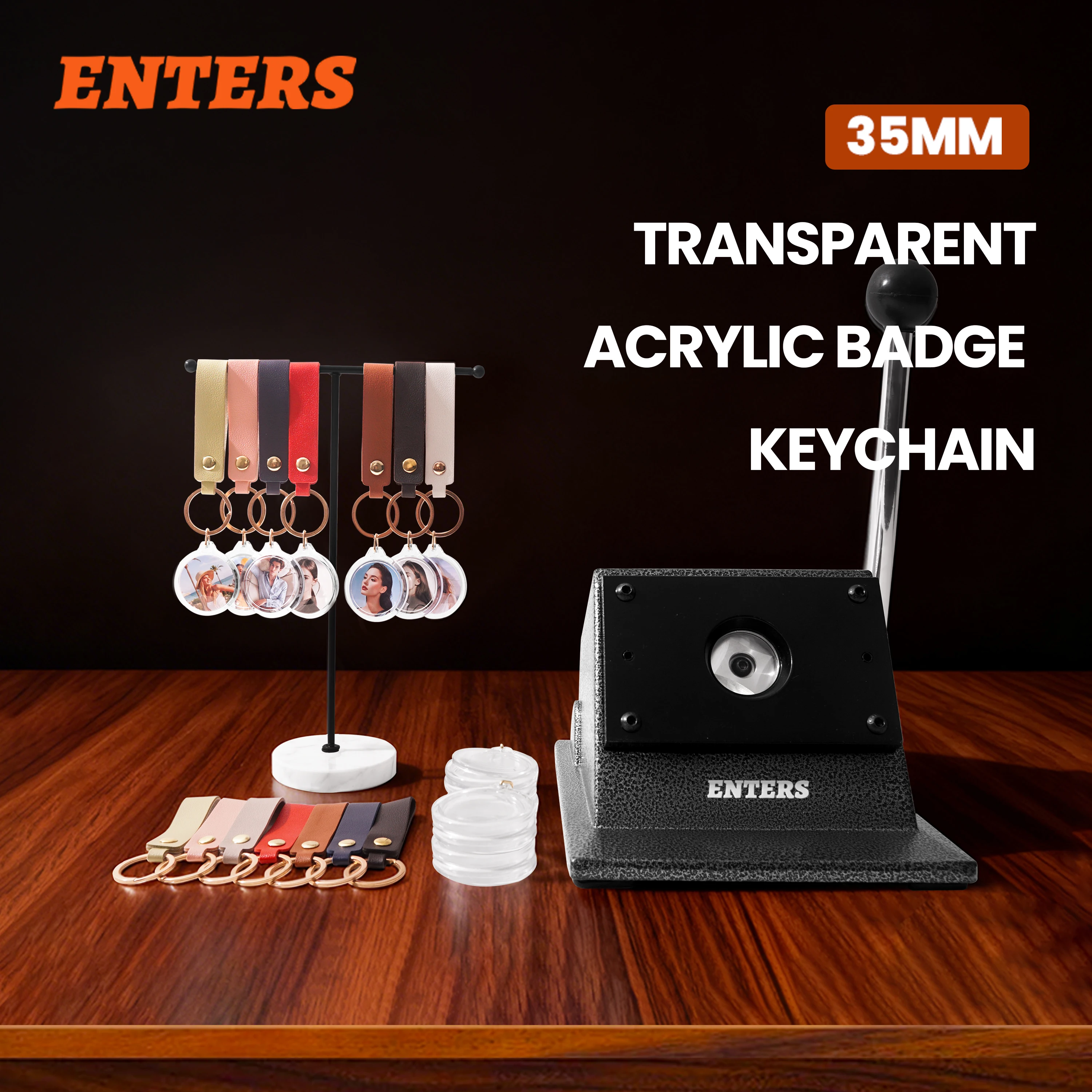 DIY Acrylic Transparent Keyring Custom Photo Frame Keychain Machine with 100 Sets Materials