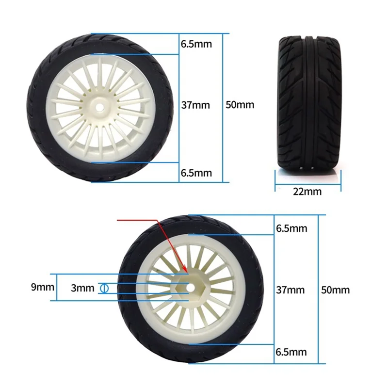 4Pcs Rubber Tires Tyre Wheel for SG1603 SG1604 SG 1603 UDIRC UD1601 UD1602 UD1603 UD1604 1/16 RC Car Upgrades Parts,2