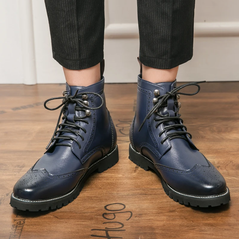 

Классическая брендовая мужская обувь с высоким берцем, модная мужская деловая повседневная обувь на толстой подошве, универсальные красивые мотоциклетные ботинки