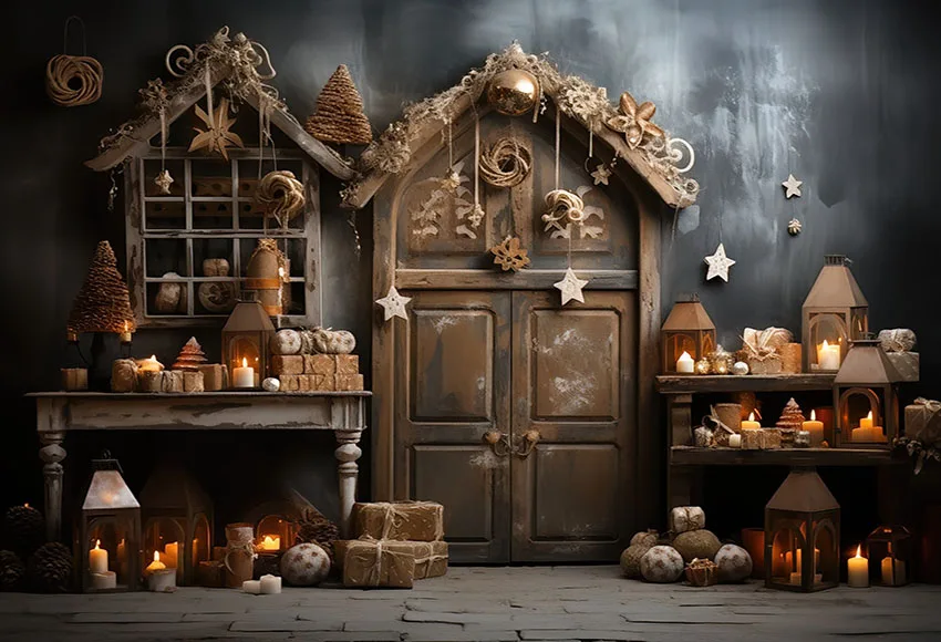 Mehomond Fotografie Hintergrund Winter Weihnachten Retro Lebkuchen haus Weihnachten Kinder Familie Porträt Dekor Hintergrund Fotostudio