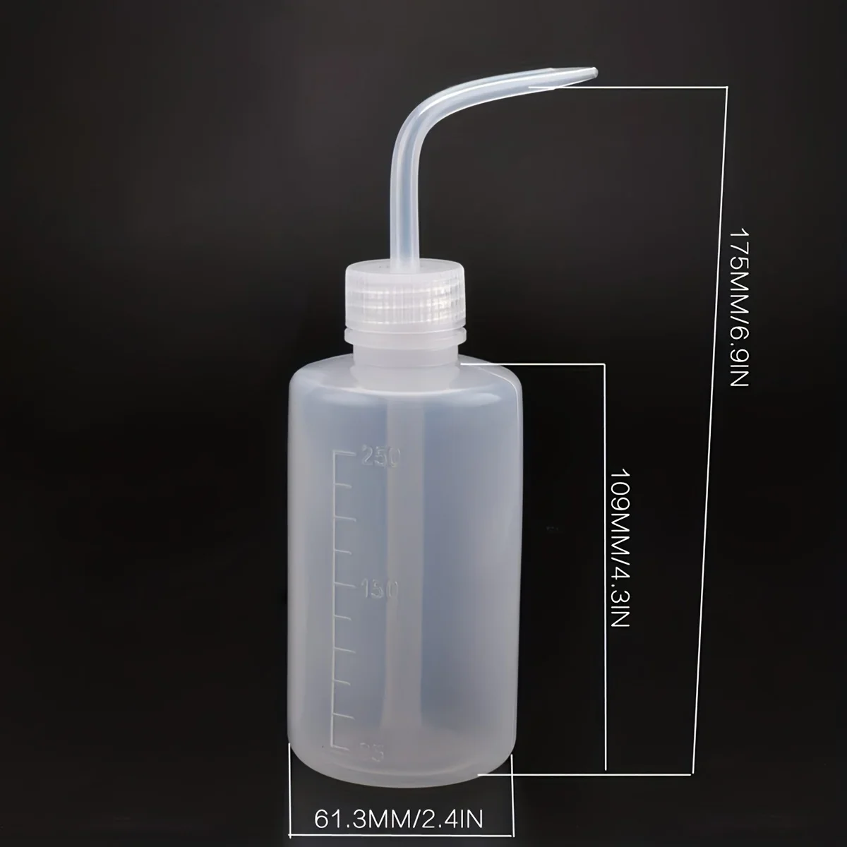 250ml Plastic Safety Cleaning Bottle - Narrow Mouth, Scale Label, Perfect for Lab & Tattoo Use