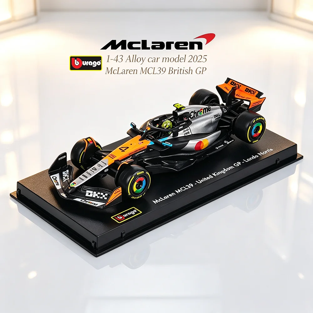 Bburago 1:43 2025 F1 MCL39 McLaren Fórmula 1 Team 81 #   Oscar Piastri Gran Premio de Gran Bretaña 4 #   Modelo de coche de Lando Norris, juguete de aleación coleccionable