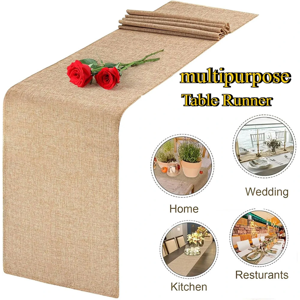 

Vintage Natural Table Runner Natural Linen Colors Multifunctional for Country Wedding Party Decoration and Home Decor 30cmx10m