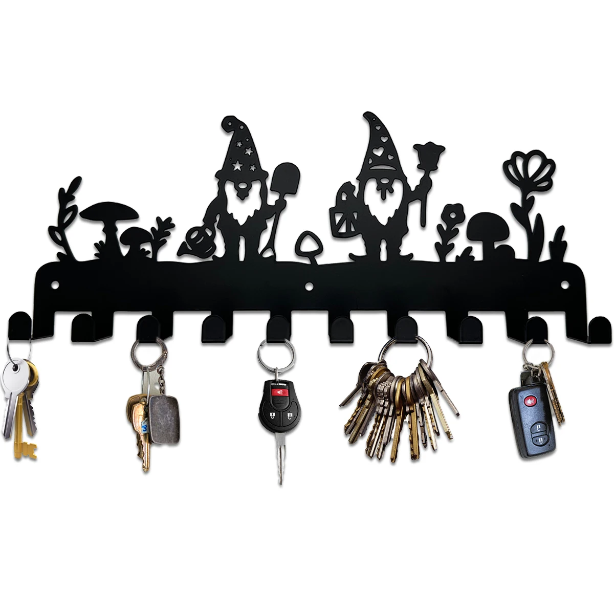 Key Hooks for Wall Holder Forest Dwarf Iron Hanger Wall Mounted with 10 Hooks for Christmas Gifts Key Coat Hat Cloth Hanger