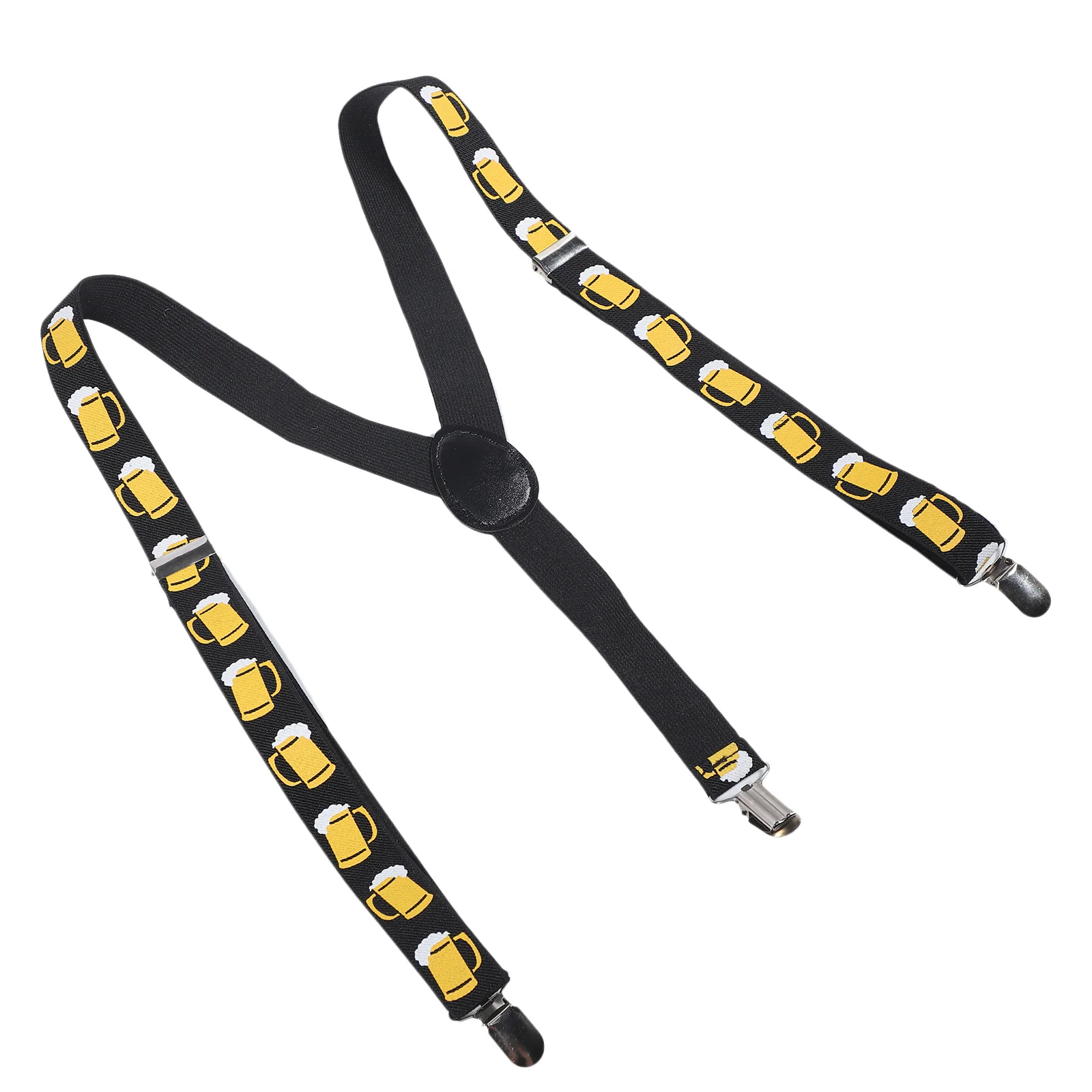Beer Print Suspenders Adjustable Elastic Y-Shape Braces Clip On For Men Women Jeans Shorts Trousers Waistband Hold Durable