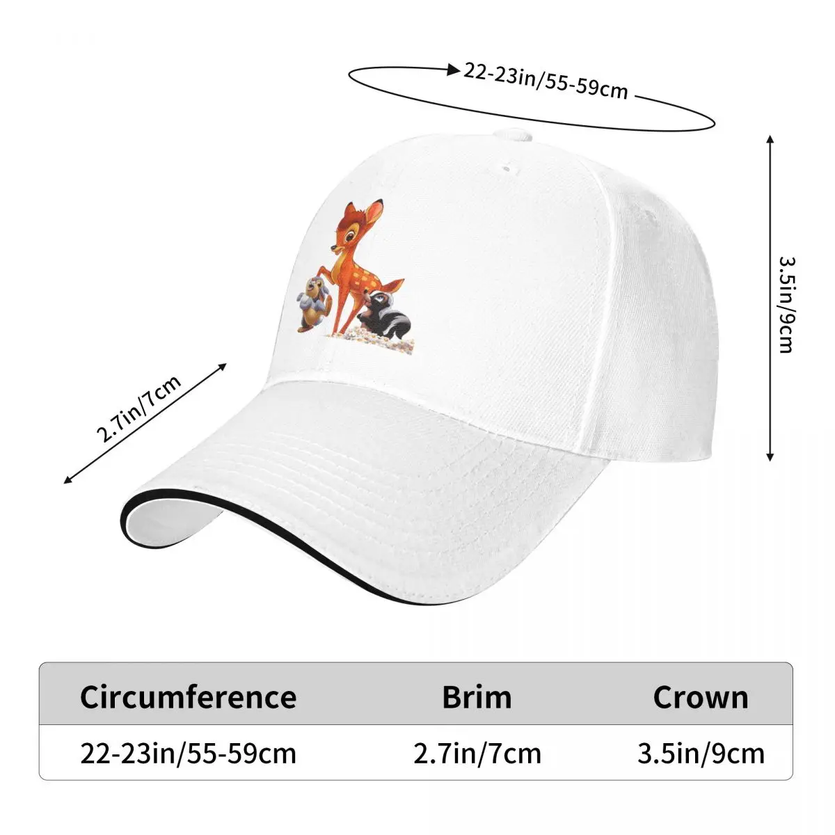 Bambi Cap Fashion Casual Baseball Caps Adjustable Hat Hip Hop Summer Unisex Baseball Hats Customizable Polychromatic