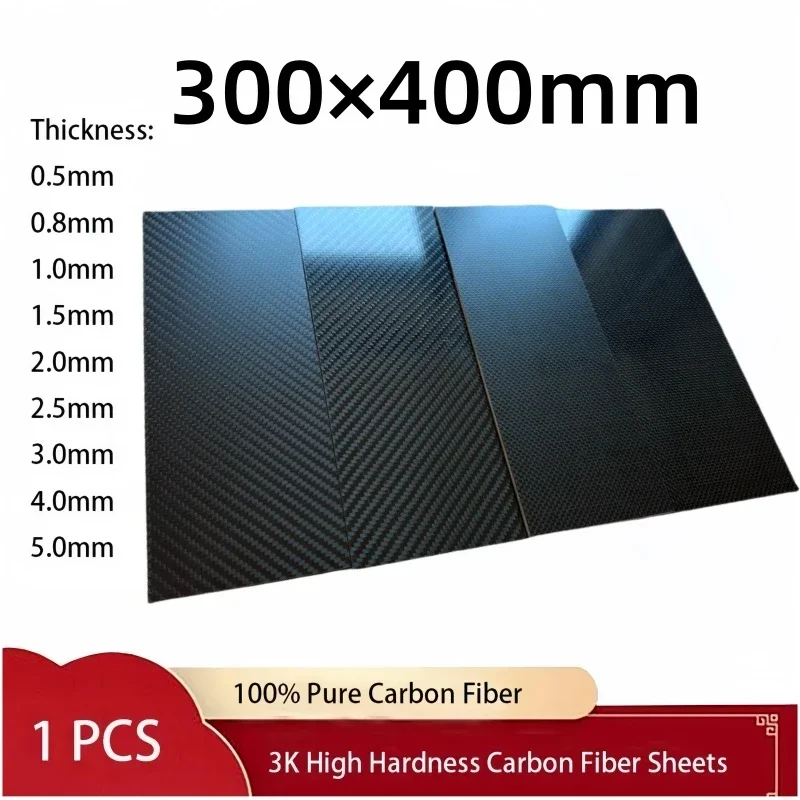 

300x400mm Full 3K Carbon Fiber Plate Sheet High Strength Carbon Board Panel Thickness 0.5mm 1.0mm 1.5mm 2mm 2.5mm 3mm 4mm 5mm