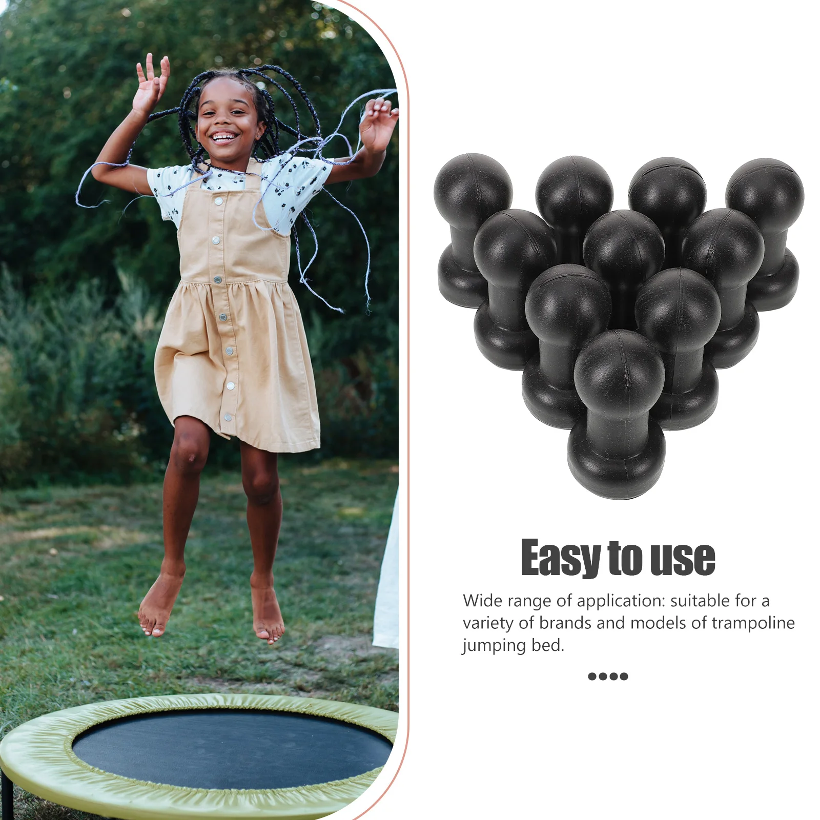 

10pcs Spherical Protective Top Hat 25mm Diameter Black Trampoline Rod Caps Wear-resistant Plastic Parts Accessories
