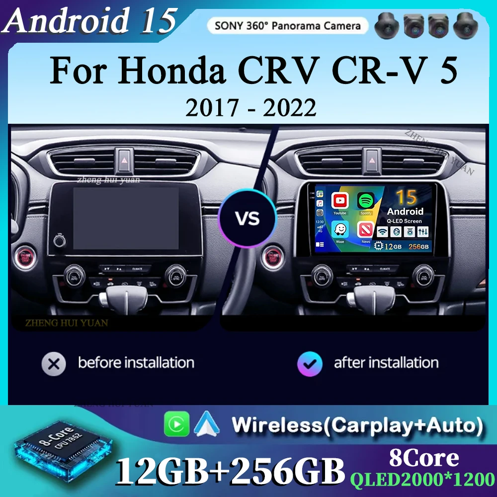 

For Honda CRV CR-V 5 RT RW 2017 - 2022 Android 15 Carplay Auto 4G WIFI Car Radio Multimedia Stereo Video Player GPS Navigation