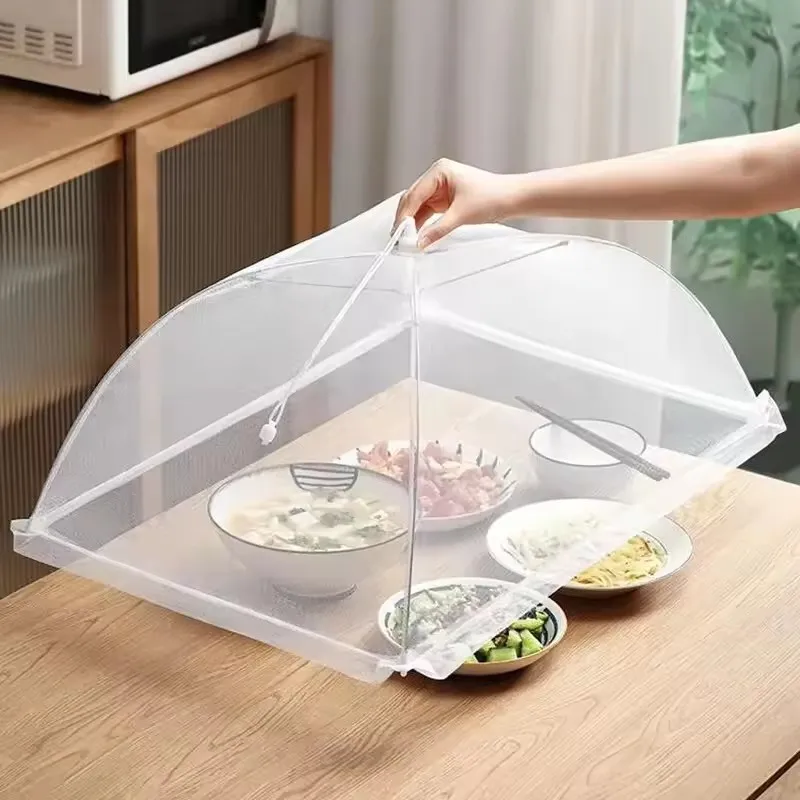 

Washable Mesh Food Cover Insect Proof Kitchen Table Protection Fly Barrier Adjustable Dish Cover for Home Storage Accessories