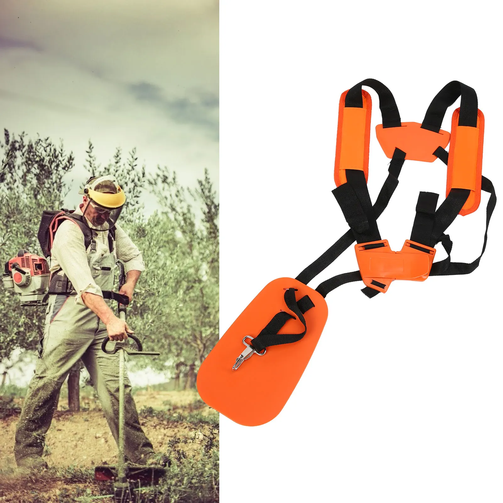 

ZK20 Trimmer Shoulder Strap Lawn Mower Harness Strap Double Shoulder Nylon Belt for Brush Cutter