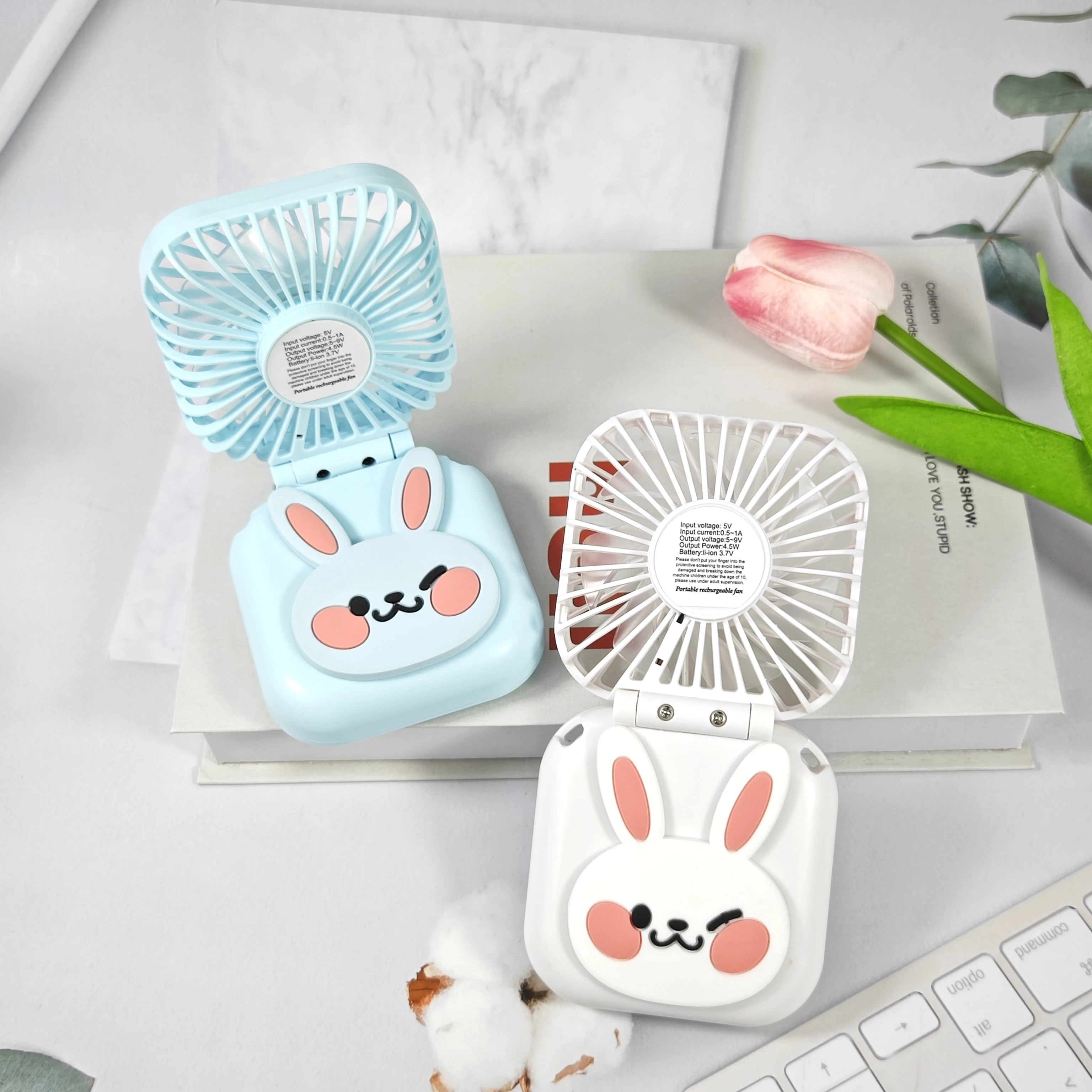 Portable USB Rechargeable Foldable Mini Fan Handheld Desktop Fan with Neck-Hanging Feature for Outdoor Use