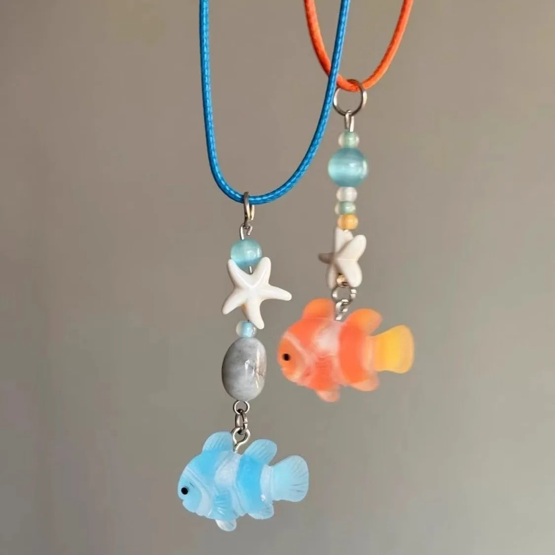 

Cute Cartoon Fish Pendant Necklace for Women Girls Colorful Rope Chain Necklace Best Friends Y2k Friendship Accessories Gift