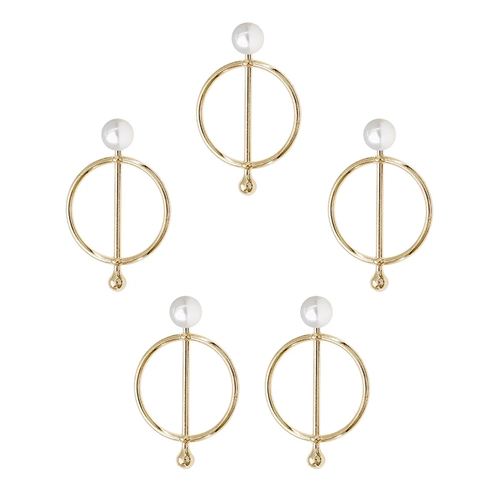 

5Pcs Vintage Alloy Pearl Scarf Buckle Delicate Brooch Clip Elegant Scarf Fasten Clamp Clothes Decor for Wedding Party